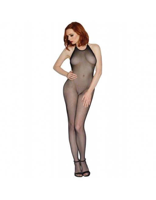 Bodystocking résille noir dos nu entre-jambes ouvert Bodystocking résille noir dos nu entre-jambes ouvert