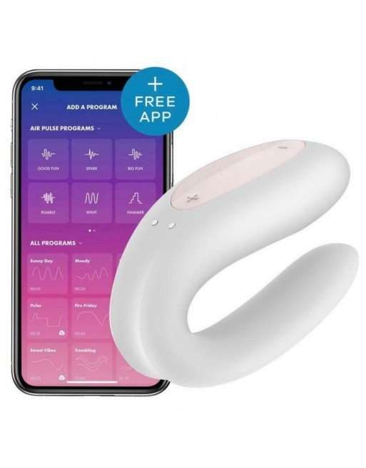 Stimulateur connecté pour couple Satisfyer Double Joy - Blanc Stimulateur connecté pour couple Satisfyer Double Joy - Blanc