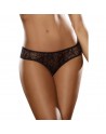 Tanga ouvert noir dentelle avec noeud sur les fesses - DG1300BLK