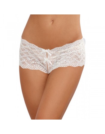 Shorty blanc de dentelle ouvert et ajouré sur les fesses forme coeur - DG1442WHT