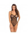 Body noir échancré en fine résille - REN7089BLK