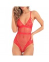 Body rouge maille à pois avec dentelle et laçage sur les fesses - REN502169-RED