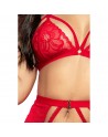 Ensemble trois pièces en dentelle rouge - MAL8561RED