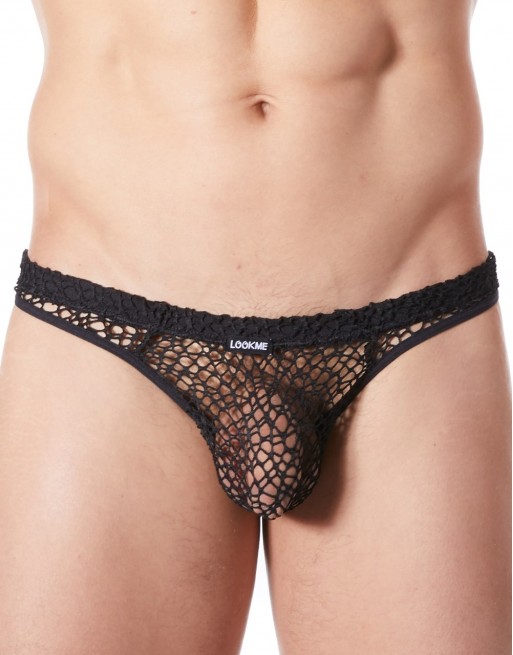 String noir sexy filet irrégulier fétichiste - LM810-57BLK