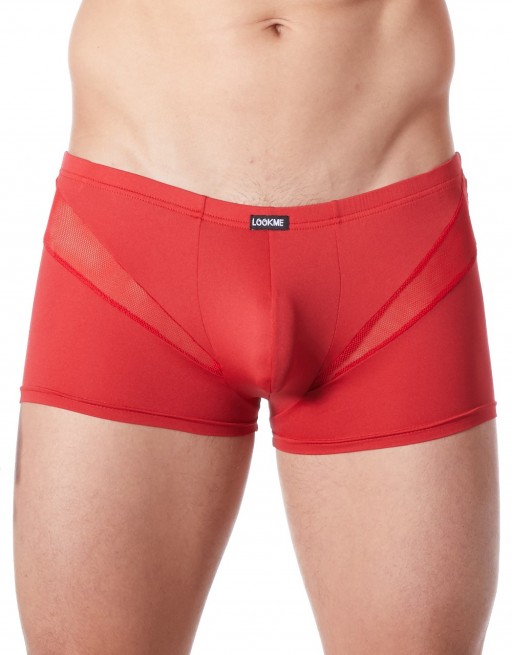 Boxer rouge sexy avec fine résille en V - LM805-67RED