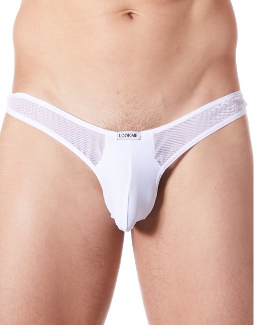 String blanc sexy avec fine résille - LM805-57WHT