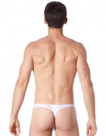 String blanc sexy avec fine résille - LM805-57WHT