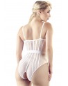 Body string en résille transparente et dentelle blanche, ouvert à l'entrejambe - R26426382101