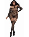 Bodystocking résille guêpière grande taille réversible avec tour de cou - DG0318XBLK