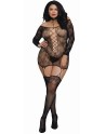 Bodystocking résille guêpière grande taille réversible avec tour de cou - DG0318XBLK