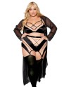 Ensemble grande taille avec Soutien-gorge, jupe porte-jarretelles, string  - DG13377XBLK