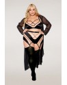 Ensemble grande taille avec Soutien-gorge, jupe porte-jarretelles, string  - DG13377XBLK