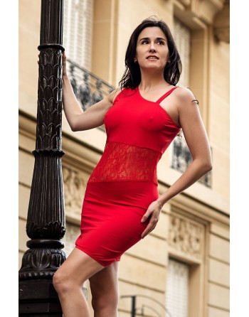 Robe rouge sexy avec dentelle Paola - LDR3RED