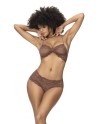 Ensemble 2 pièces, top et tanga en dentelle couleur cacao - MAL207COCO