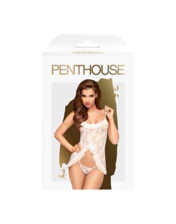 Nuisette blanche et string assorti.