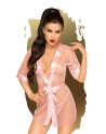 Peignoir et ceinture satinée rose